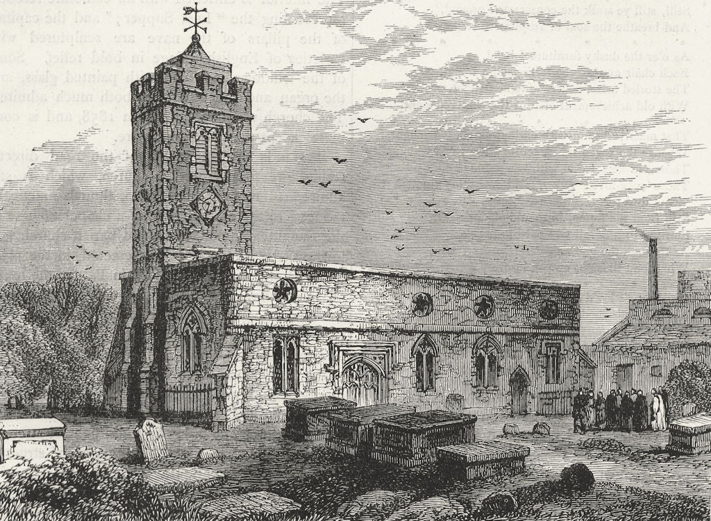 LONDON. Stoke Newington. Church, 1750 1880 old antique vintage print picture